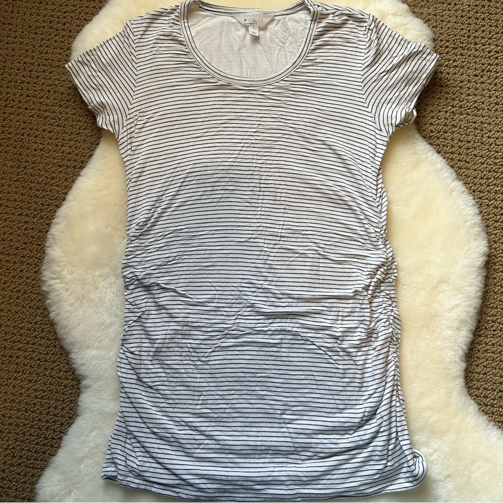 Striped short sleeve maternity shirt M